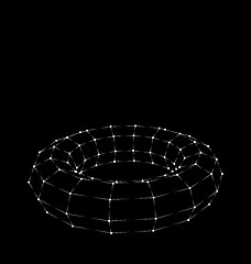 Image showing Wireframe 3D Torus with Bright Light Dots