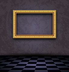 Image showing Picture frame in dark empty interior