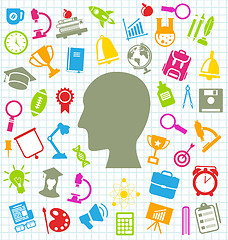 Image showing Set of Education Flat Colorful Simple Icons 