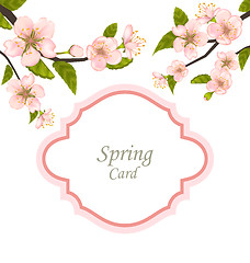 Image showing Spring Elegant Card with Blossoming Tree Branches