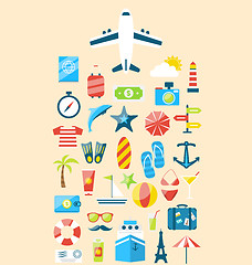 Image showing Flat modern design set icons of travel on holiday journey, touri