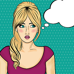 Image showing Pop art  woman . Comic woman with speech bubble