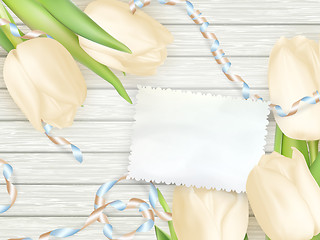 Image showing Paper card with tulips. EPS 10