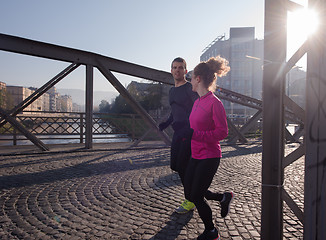 Image showing young  couple jogging