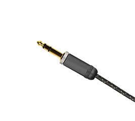 Image showing Guitar audio jack with black cable isolated