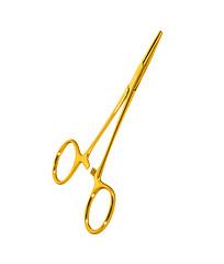 Image showing golden scissors isolated on white