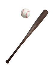 Image showing baseball ball and bat isolated