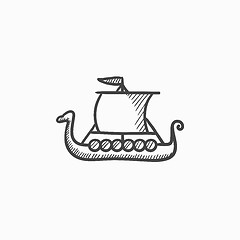 Image showing Old ship sketch icon.