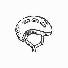 Image showing Bicycle helmet sketch icon.