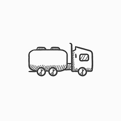 Image showing Truck liquid cargo sketch icon.