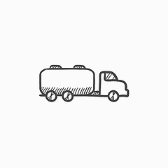 Image showing Truck liquid cargo sketch icon.