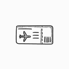 Image showing Flight ticket sketch icon.