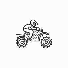 Image showing Man riding motocross bike sketch icon.