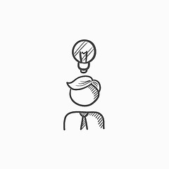 Image showing Businessman with idea sketch icon.