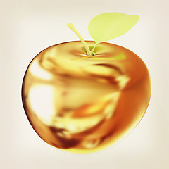 Image showing Gold apple. 3D illustration. Vintage style.
