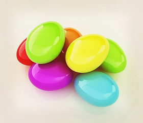 Image showing Colored Eggs on a white background. 3D illustration. Vintage sty