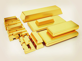 Image showing gold bars. 3D illustration. Vintage style.