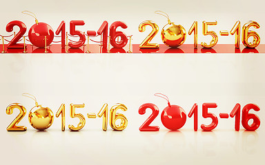 Image showing Happy new 2016 year set. 3D illustration. Vintage style.