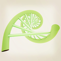 Image showing DNA structure model on white. 3D illustration. Vintage style.