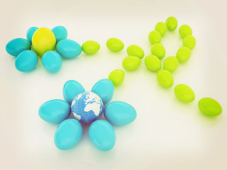 Image showing Eggs in the shape of a flower with Earth. Global holiday concept