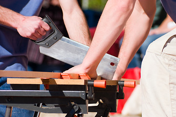 Image showing Sawing Wood