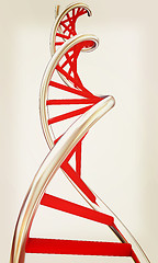 Image showing DNA structure model on white. 3D illustration. Vintage style.