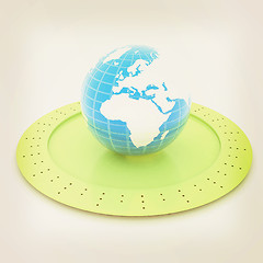 Image showing Serving dome or Cloche and Earth. 3D illustration. Vintage style