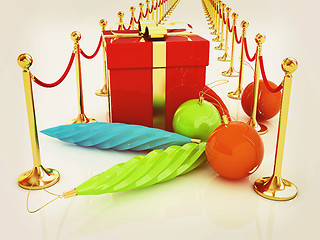 Image showing Beautiful Christmas gifts on New Year\'s path to the success. 3D 