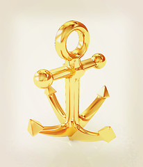 Image showing Gold anchor. 3D illustration. Vintage style.