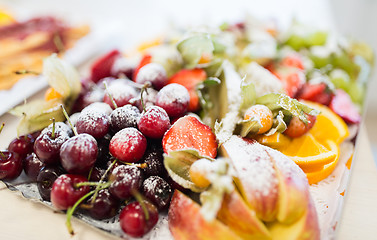 Image showing close up of dish with sugared fruit dessert