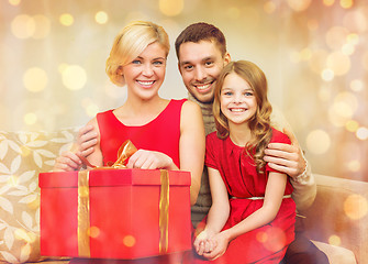 Image showing happy family opening gift box