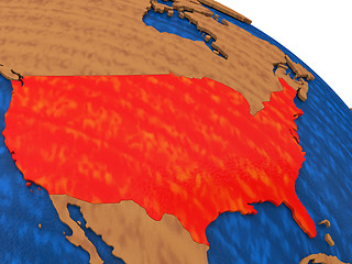 Image showing USA on wooden globe