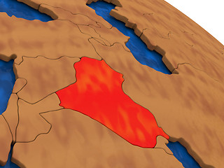 Image showing Iraq on wooden globe