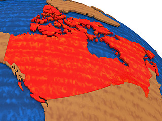 Image showing Canada on wooden globe