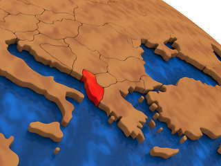 Image showing Albania on wooden globe