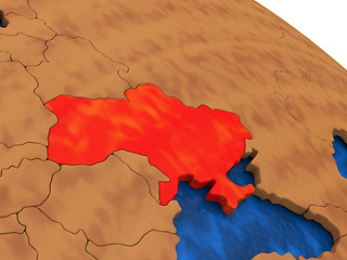 Image showing Ukraine on wooden globe