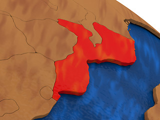 Image showing Mozambique on wooden globe