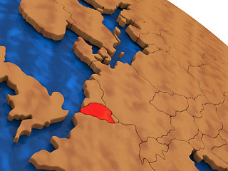 Image showing Belgium on wooden globe