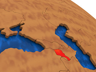 Image showing Armenia on wooden globe