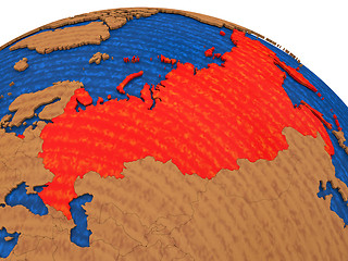 Image showing Russia on wooden globe