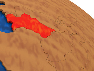 Image showing Turkmenistan on wooden globe