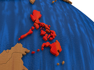 Image showing Philippines on wooden globe