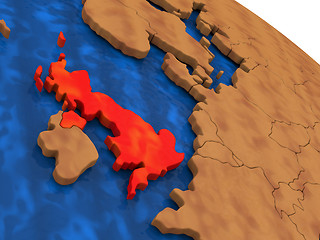 Image showing United Kingdom on wooden globe