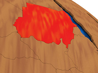Image showing Sudan on wooden globe