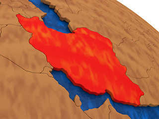 Image showing Iran on wooden globe