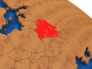 Image showing Belarus on wooden globe