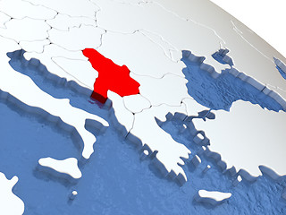 Image showing Serbia on globe