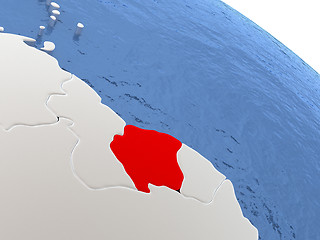 Image showing Suriname on globe