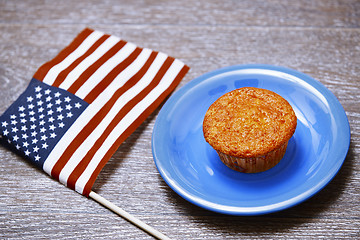 Image showing US flag and festive cake