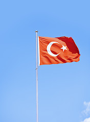 Image showing Turkish flag against sky background